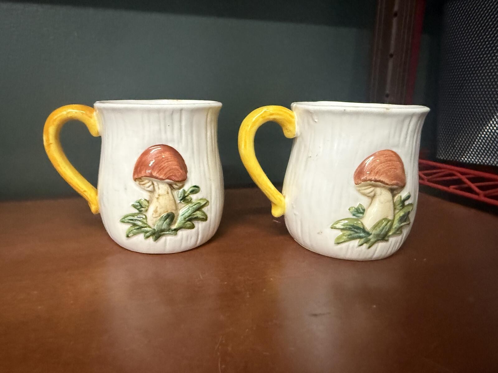Sears Merry Mushroom Ceramic Mug Pair Set of 2 Vintage 1970s Kitchen