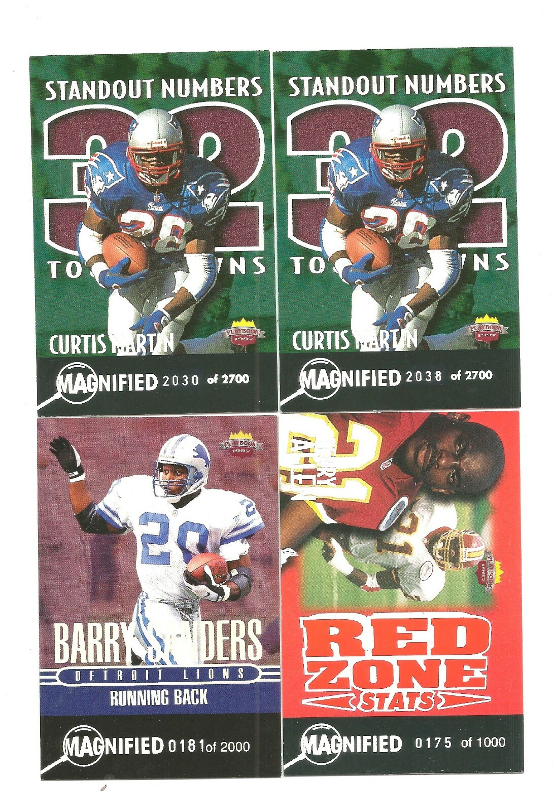 1997 playbook STANDOUT NUMBERS +insert card LOT of 10 barry SANDERS terry ALLEN