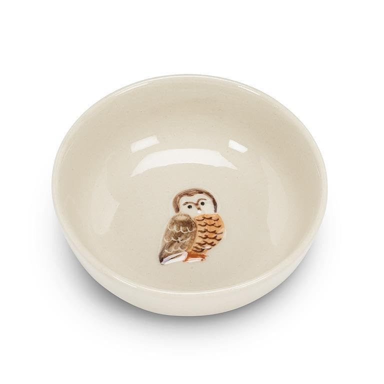 Abbott Collection Mini Bowl with Owl, 3.25-Inch, Ivory, Brown, Stoneware
