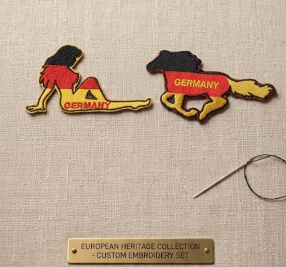 Germany Flag Patch Set Embroidered Silhouette Patch (Girl & Horse Design.