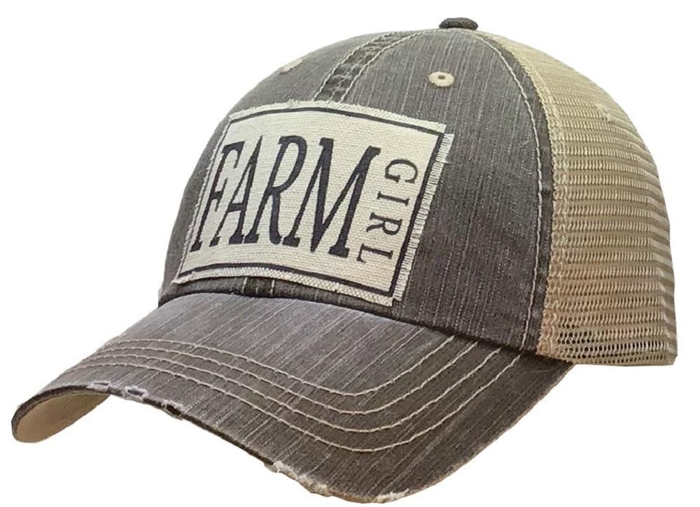 VINTAGE LIFE Distressed Trucker Hat for Women, Funny Farm Girl Cap, Rust