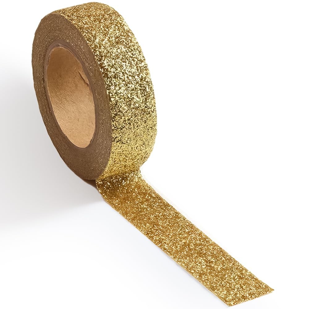 Gold Glitter Washi Tape 1.75″, 1 Roll for Crafts, Decor, Cards & Scrapbooking
