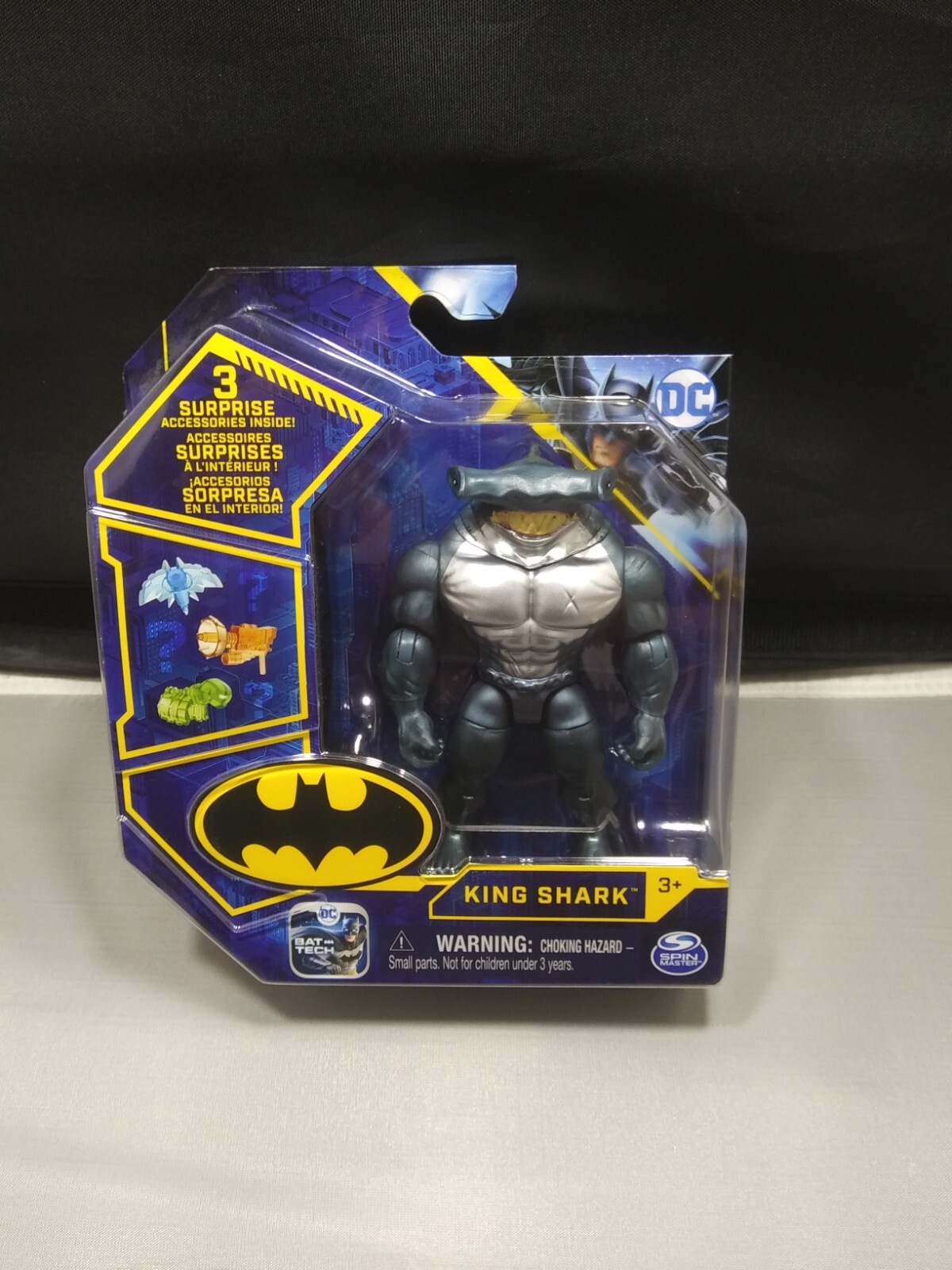 2022 DC King Shark Figure Silver & Blue 3 Surprise Accessories Spin Master New