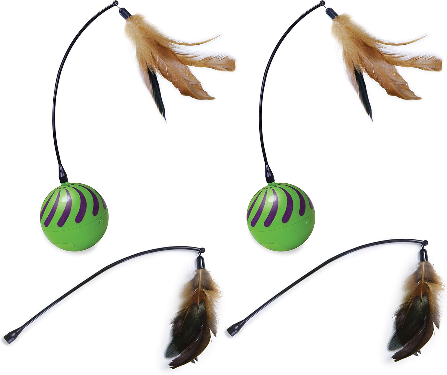 Smartkat (2 Count) Feather Whirl Electronic Motion Wand Cat Toys, Includes (2) E