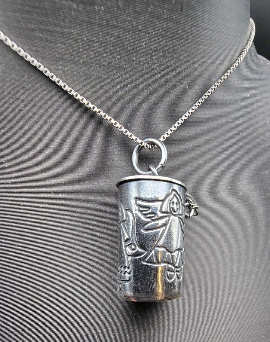 Mexico 925 Sterling Silver Signed eFs Wish Necklace Angels With Italy 925 Chain