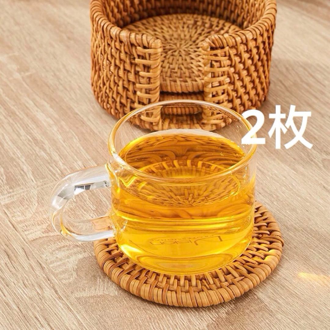 Rattan Coaster Set of 2 10cm Handmade Natural Handmade Tea Utensils