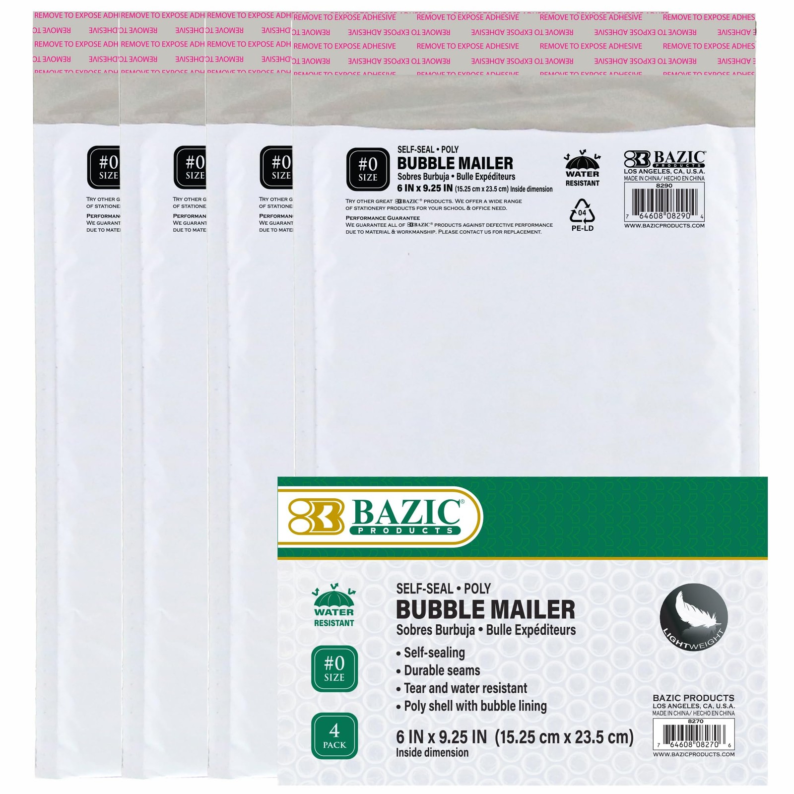 BAZIC PRODUCTS 9 25 0 Self Seal Closure Fabric White 4×7 6 Inch small Functional