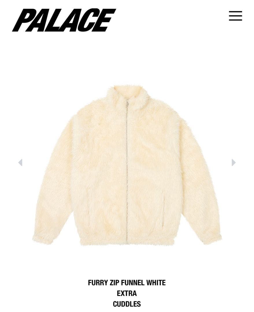 PALACE FURRY ZIP FUNNEL WHITE M