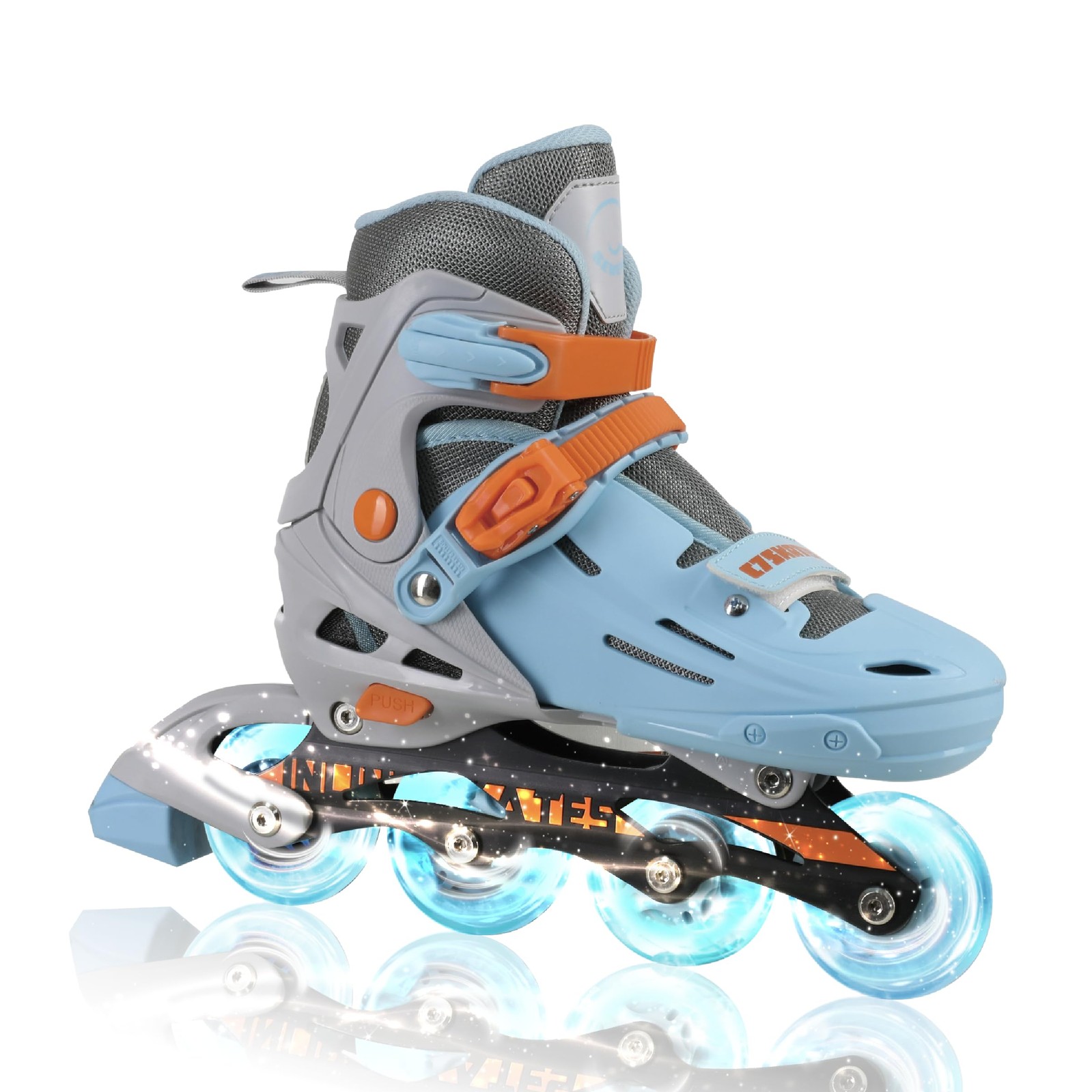 C SEVEN C7Skates Adjustable Kids Inline Skates, Light-Up Wheels, Wave Rider