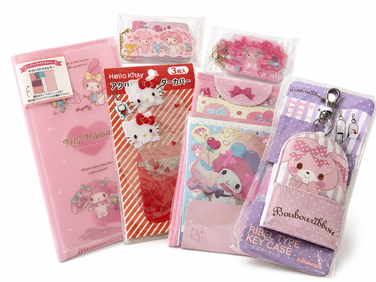 Hello Kitty Friends My Melody Stickers Keychain Card Case Mixed Lot Kawaii Anime