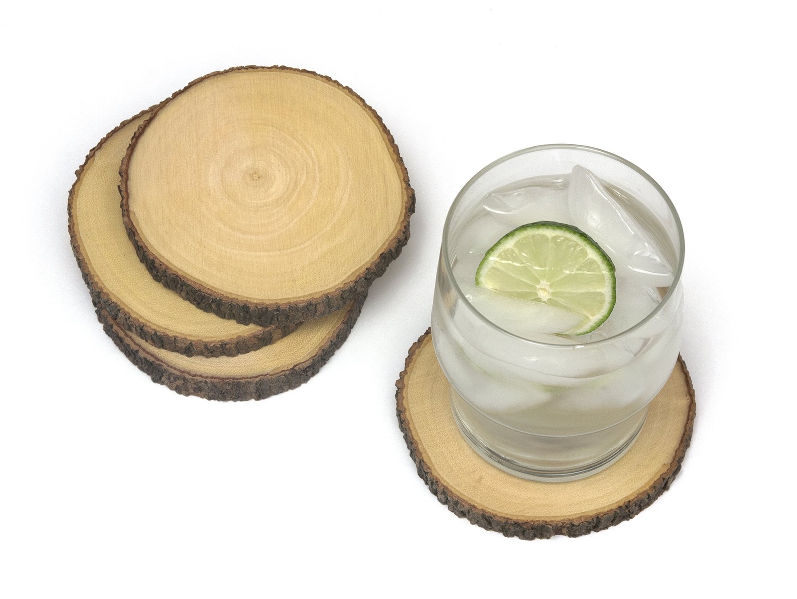 Lipper International Acacia Tree Bark Coasters Wood Multicolor 2 Inch Set of 4