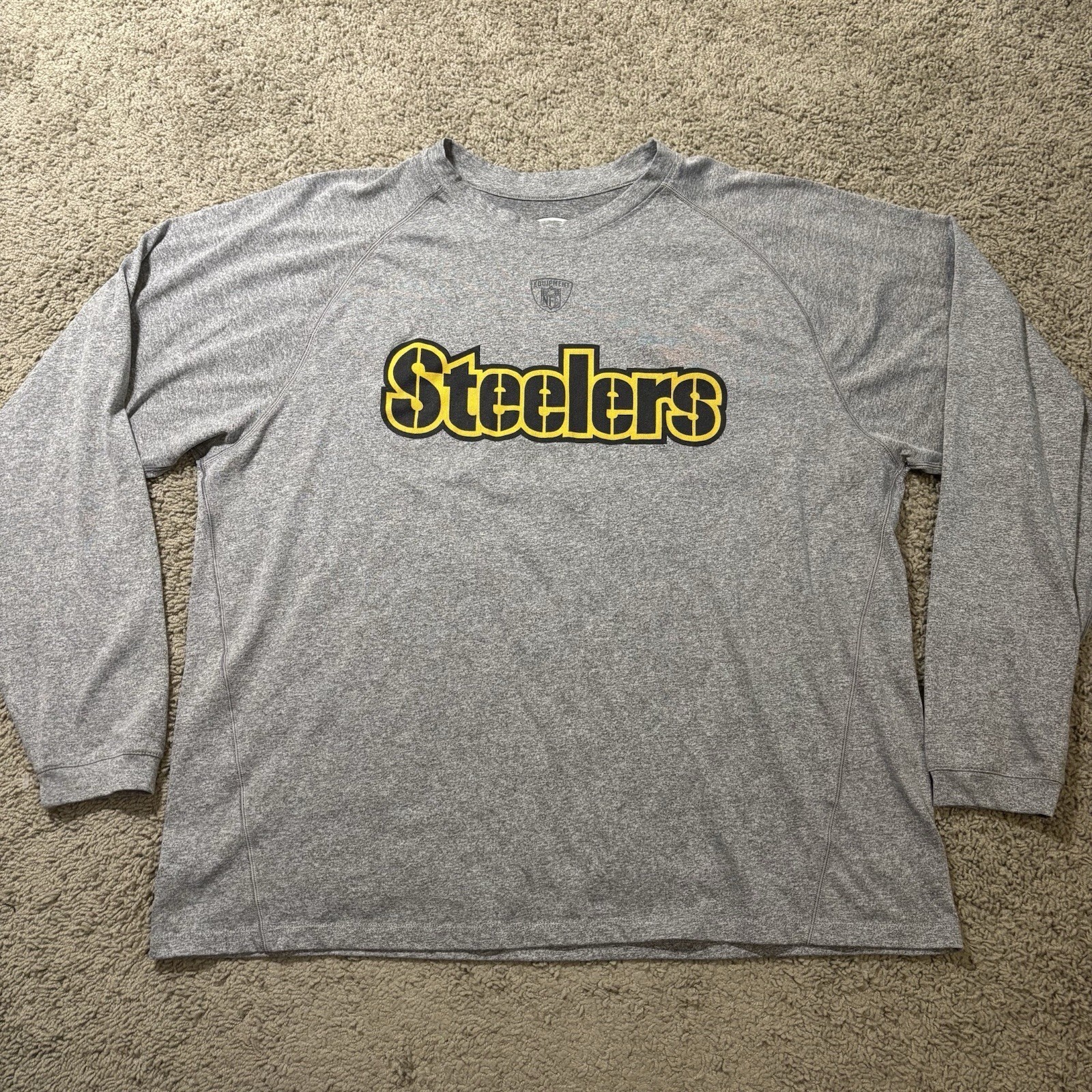 Vintage Pittsburgh Steelers Reebok NFL Equipment Long Sleeve Shirt Gray Mens XL