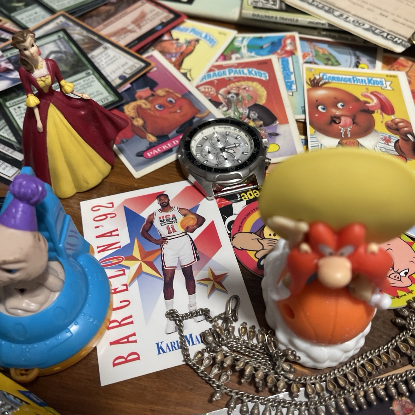 Vintage Junk Drawer Lot – Toys, Cards, GPK, Keychains, Watches, Jewelry, Phone