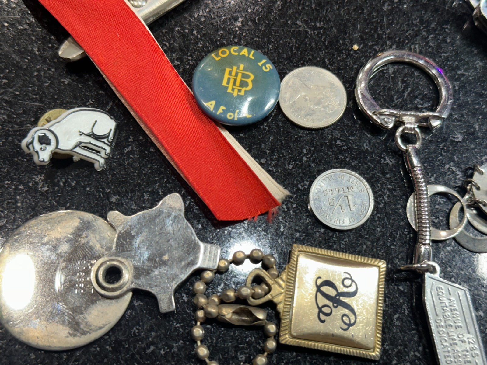 Antique Junk Drawer Pinback Lot Etc Pocket Knife Original Button Pin