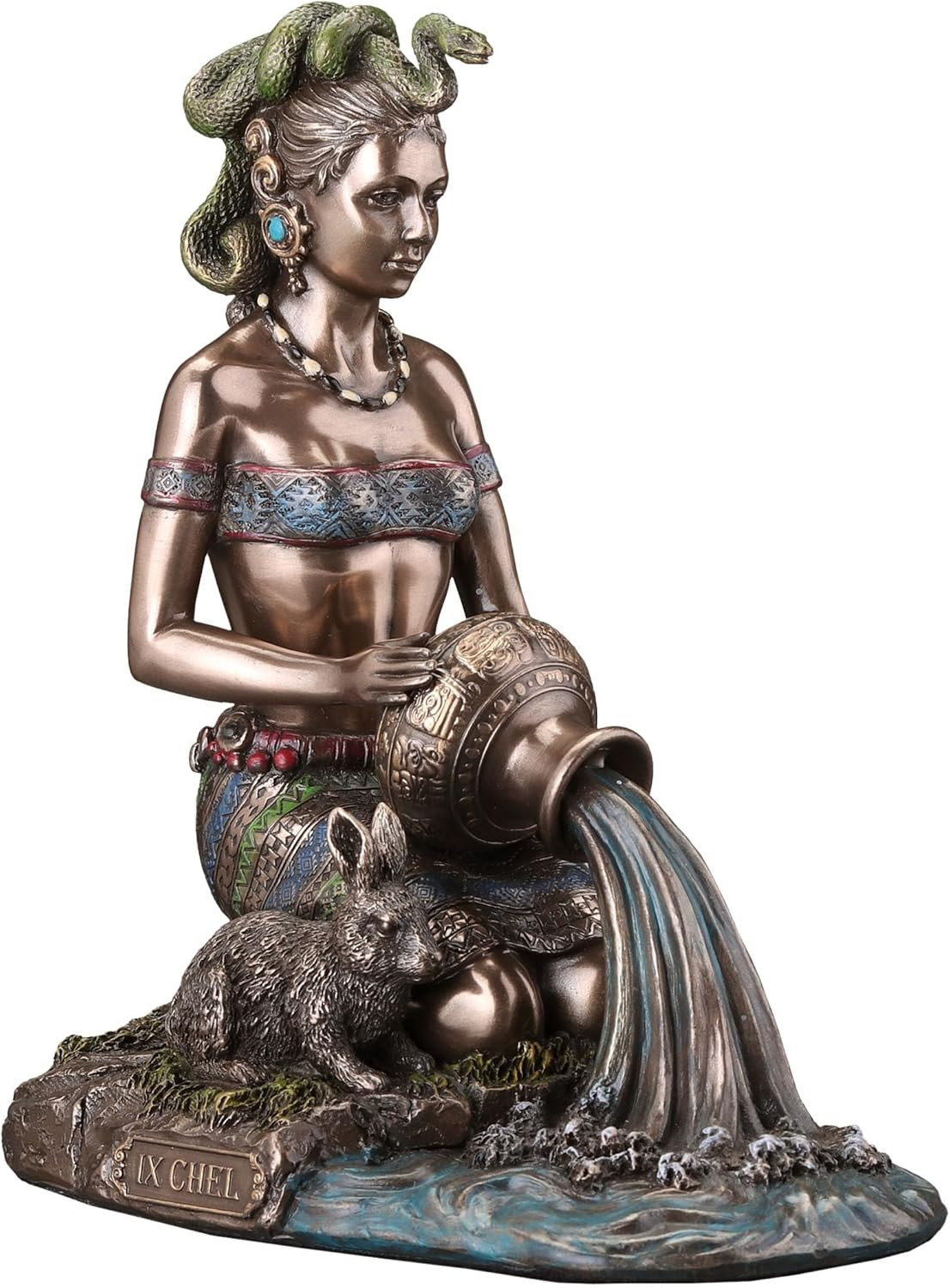 Mayan Jaguar Goddess of Midwifery – 6.25″ Cold Cast Resin Bronze Statue
