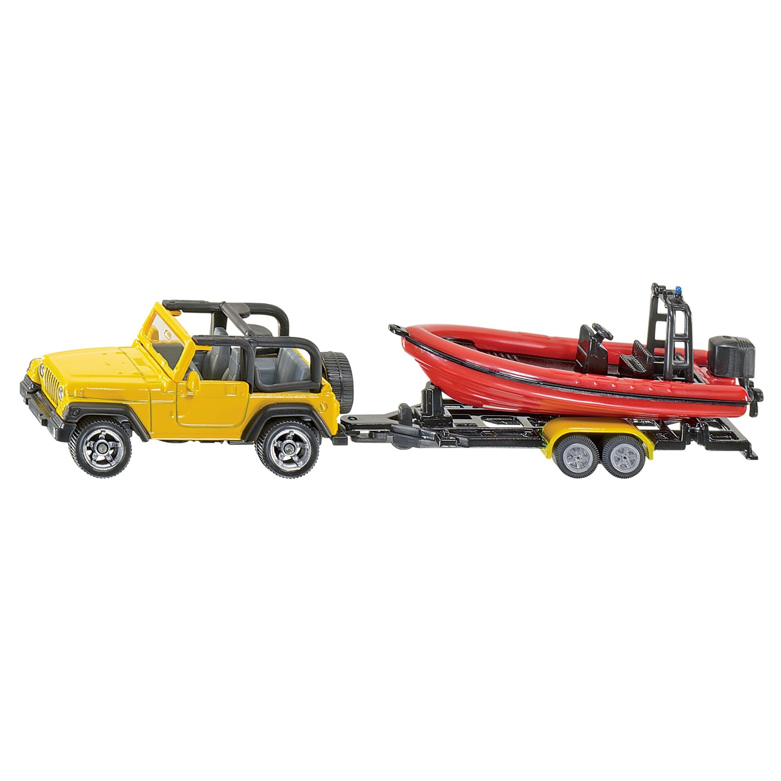 SIKU 1658 Jeep with Removable Trailer & Floatable Boat, Yellow/Red