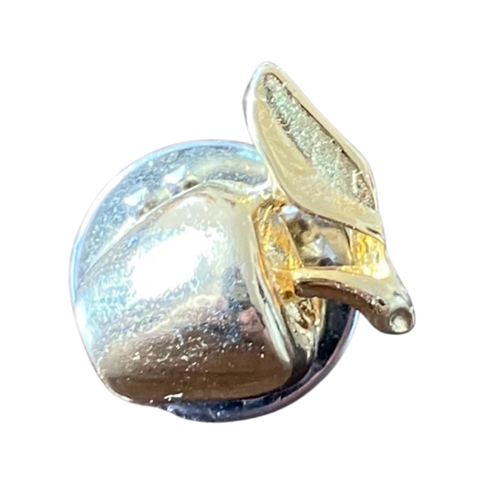 Vintage Golden Apple Brooch Pin, 1/2″ Collectible Jewelry