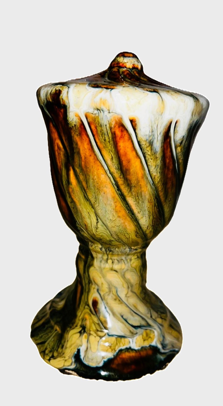 Vintage 6.5″ Cream/Gold Drip Glazed Twisted Home Decor Paperweight Center Piece