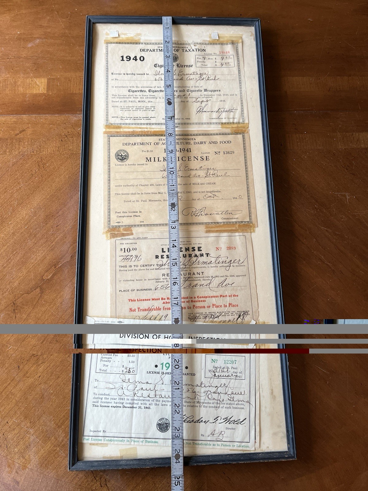 Vintage 1940-1941 St Paul Minnesota License Set Cigarette Milk Health Restaurant