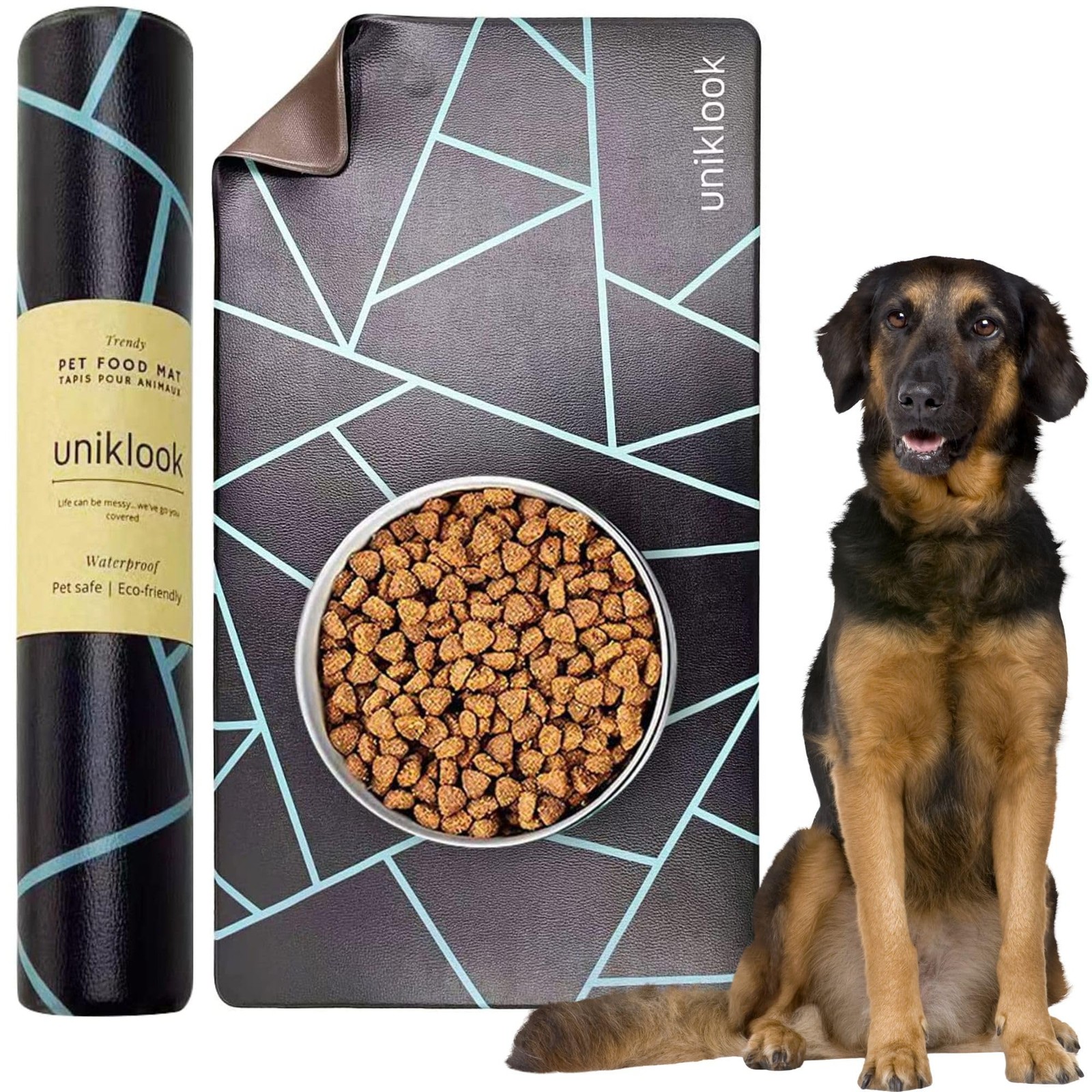 UnikLook Waterproof Dog Food Mat Pet Bowl Floor Protector Easy Clean