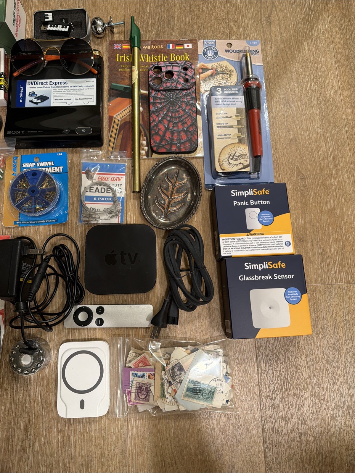 Mixed Junk Drawer Lot Comic Book, Coin, Jewelry, Stamps, And More