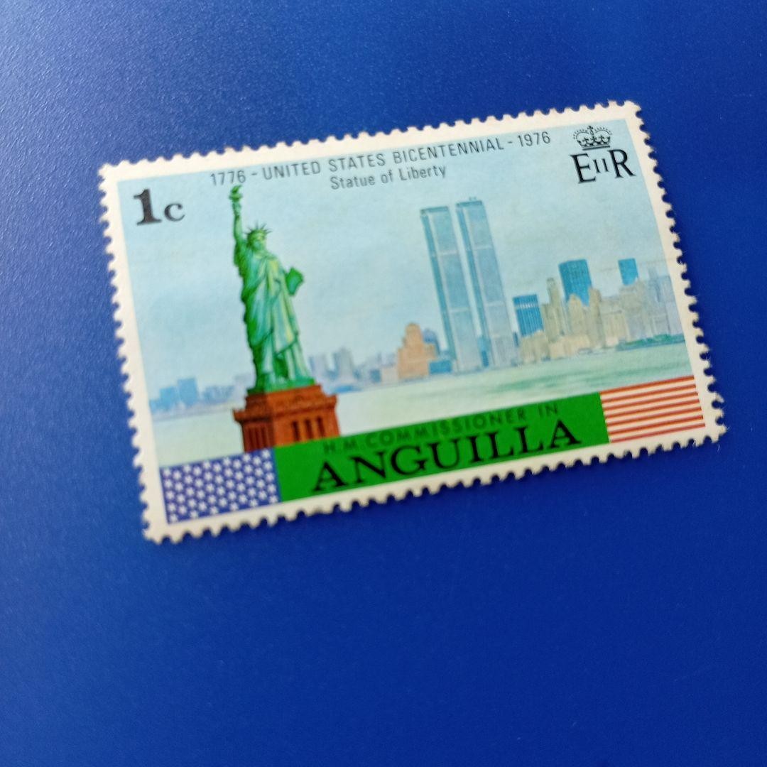 Foreign stamp Anguilla 1976 Statue of Liberty Twin Towers before terrorist