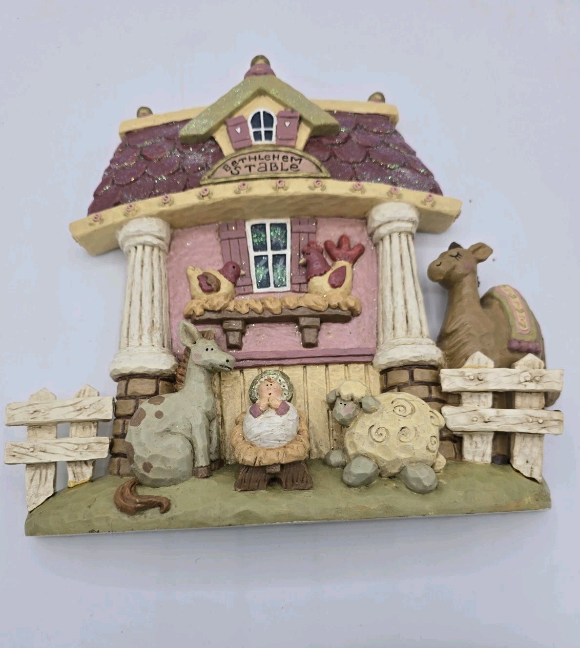 Kurt S. Adler Bethlehem Stable Nativity Figurine – Glittered Christmas