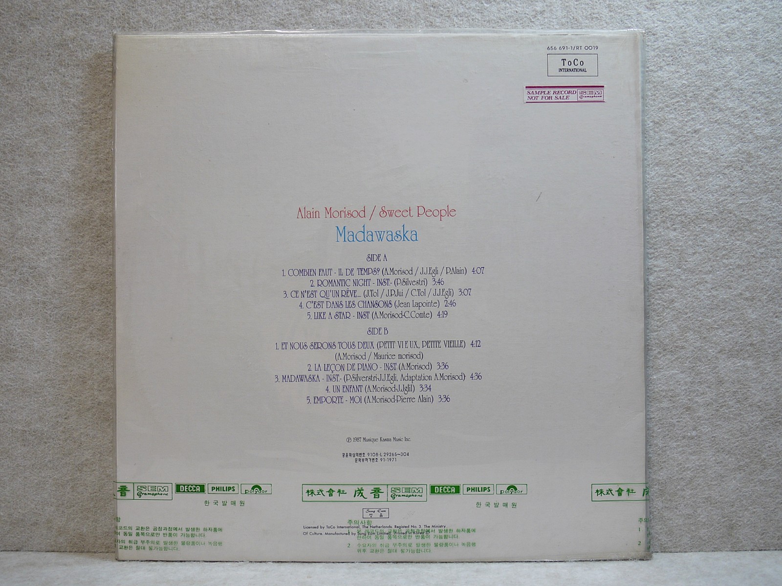 Alain Morisod / Sweet People Madawaska 1991 Korea LP W/Insert Sealed Promo