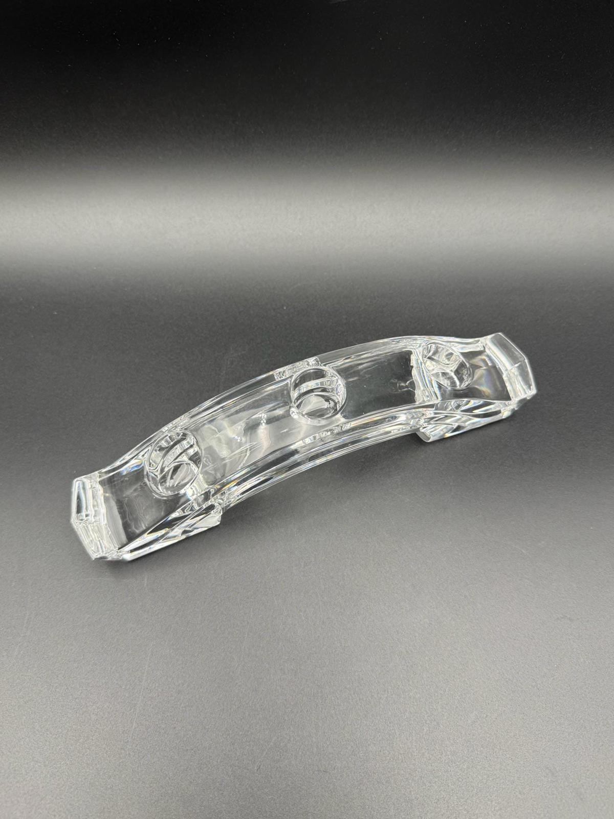 Crystal Clear Triple Candle Holder – Glass Centerpiece, 8.75” x 2.5”