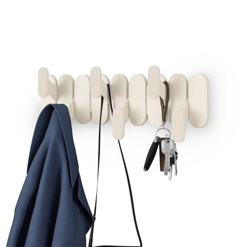 Umbra Tempo 6-Hook Wall Coat Rack, Sand Beige Entryway Organizer