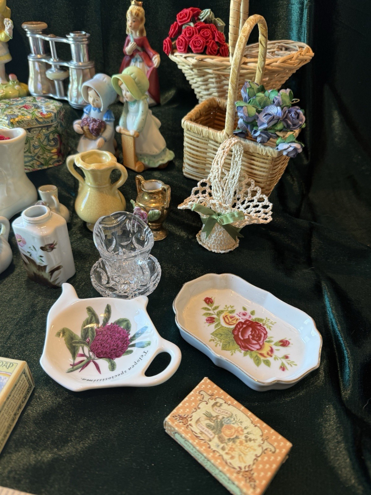 Vintage Grandma’s Trinket Junk Drawer Miniatures Avon Hardanger Decor Lot
