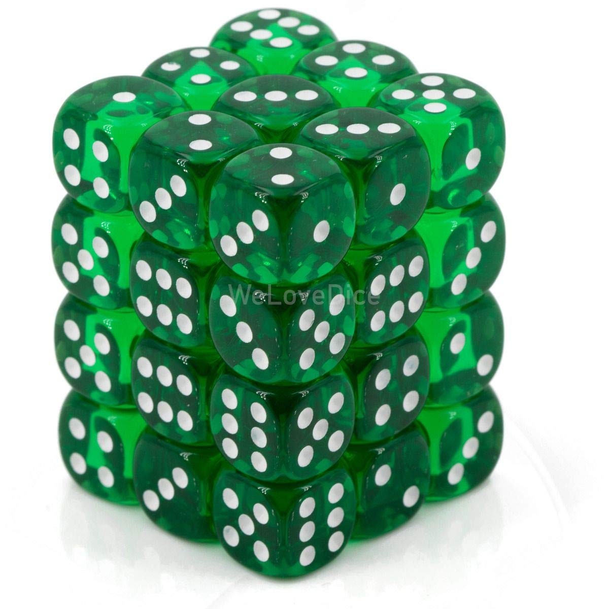 D6 12mm Green w/White (36)