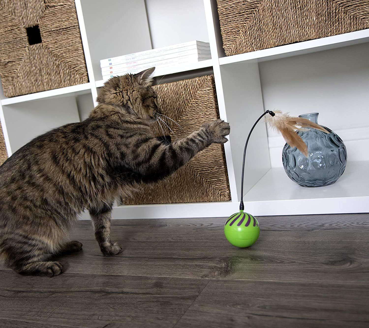Smartkat (2 Count) Feather Whirl Electronic Motion Wand Cat Toys, Includes (2) E