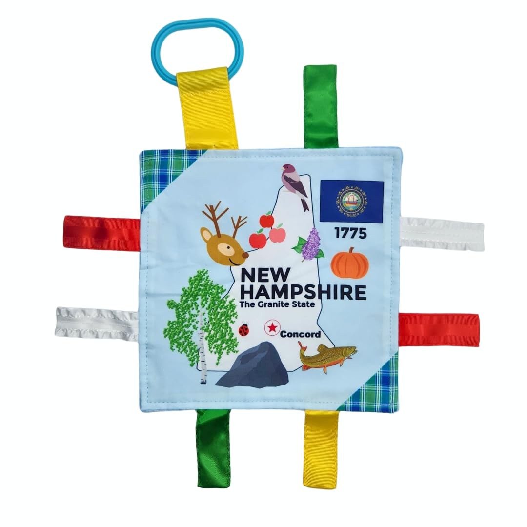 Baby Jack & Co 8x8in Learning Lovey New Hampshire State Tag Stroller Toy BPA Fre