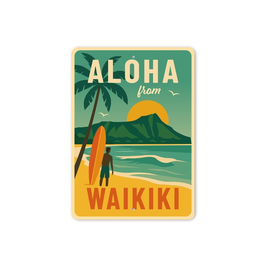 Aloha From Waikiki Hawaii Surf Sign – 10″ x 14″