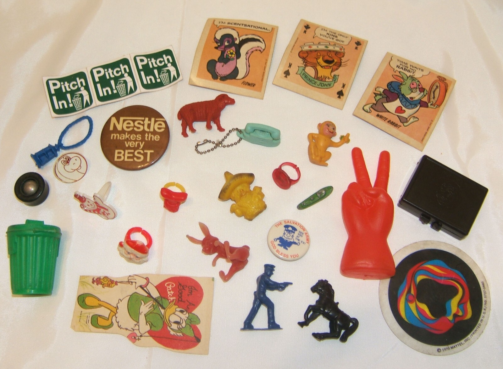 Vintage Toy JUNK DRAWER LOT game parts ring sticker Disney Valentine prizes