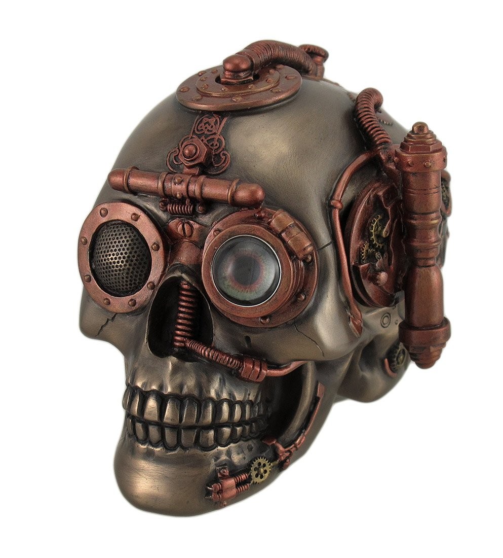Veronese Design Steampunk Skull with Secret Drawer Trinket Box