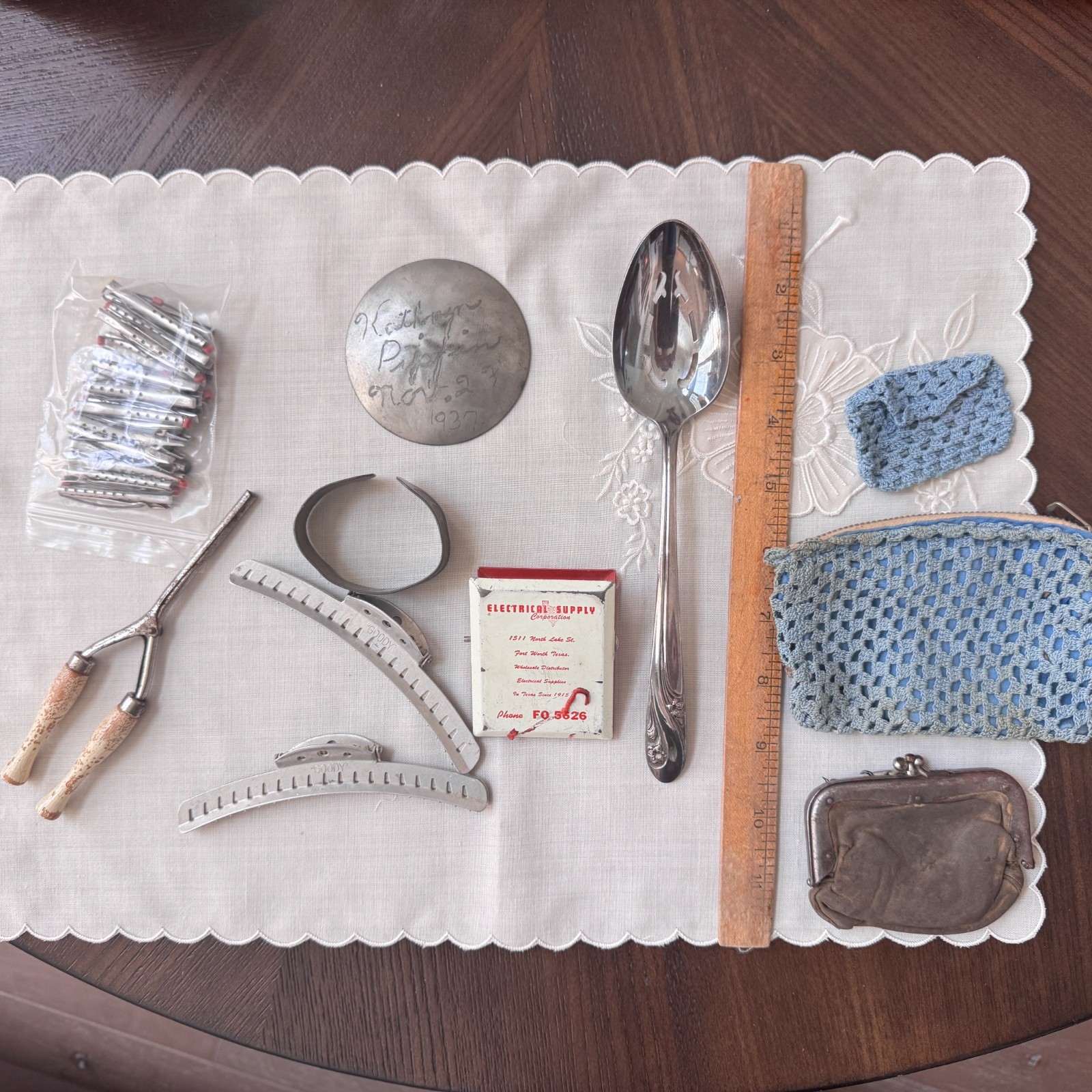 RARE Vintage 1940s Texas Ephemera Junk Drawer Lot Shadow Box – WWII Fort Worth