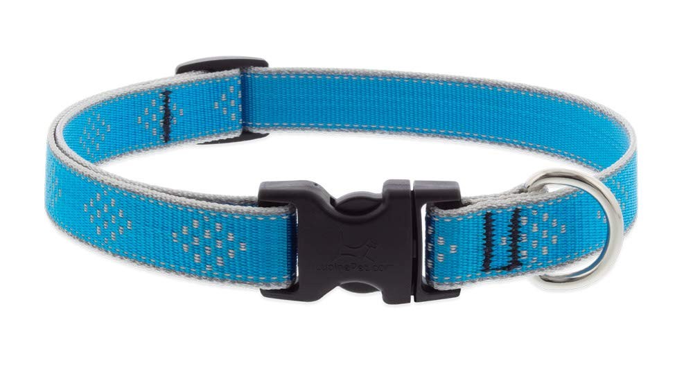 Lupine Reflective Small Dog Collar 3/4″ Wide Blue Diamond Adjusts from 9″ to 14″