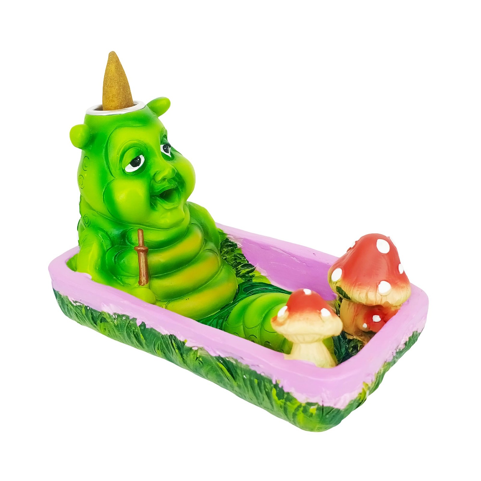 Fantasy Gifts Caterpillar Backflow Incense Burner 5.7 Inch Polyresin Decor