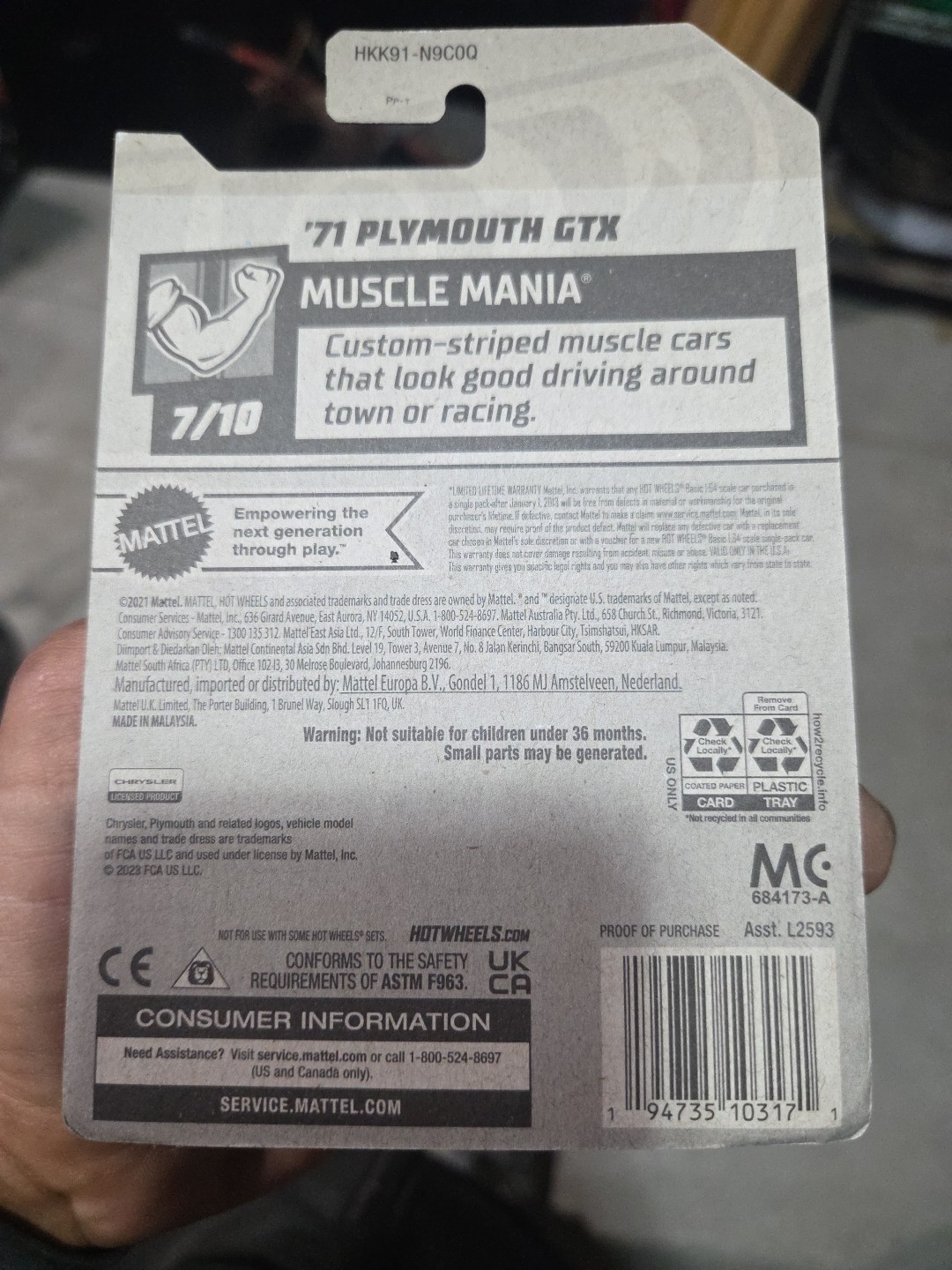 Hot Wheels ’71 Plymouth GTX Muscle Mania Series #7/10 Blue Diecast 1:64 Scale