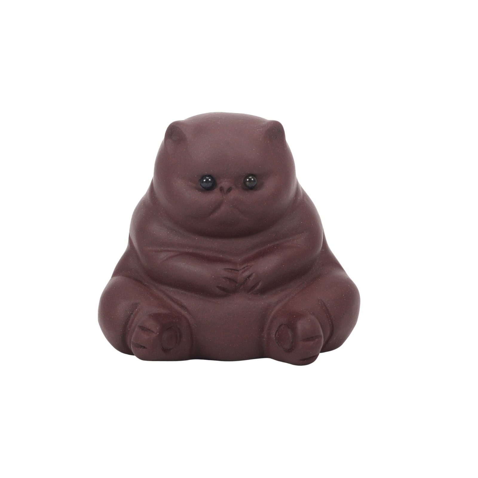 Urban Tokyo Zisha Cat Tea Figurine, Purple Clay Desk Decoration, 2.25″ H