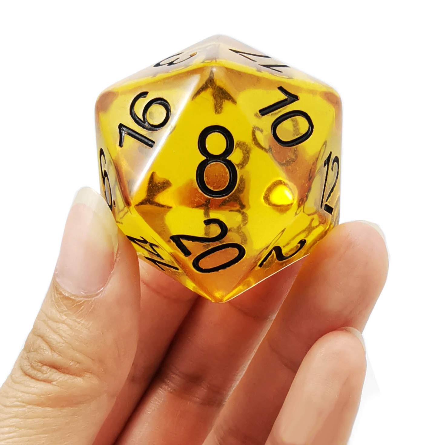 BESCON DICE Amber Jumbo D20 38MM Plastic Multicolor 5 inch Functional Standard