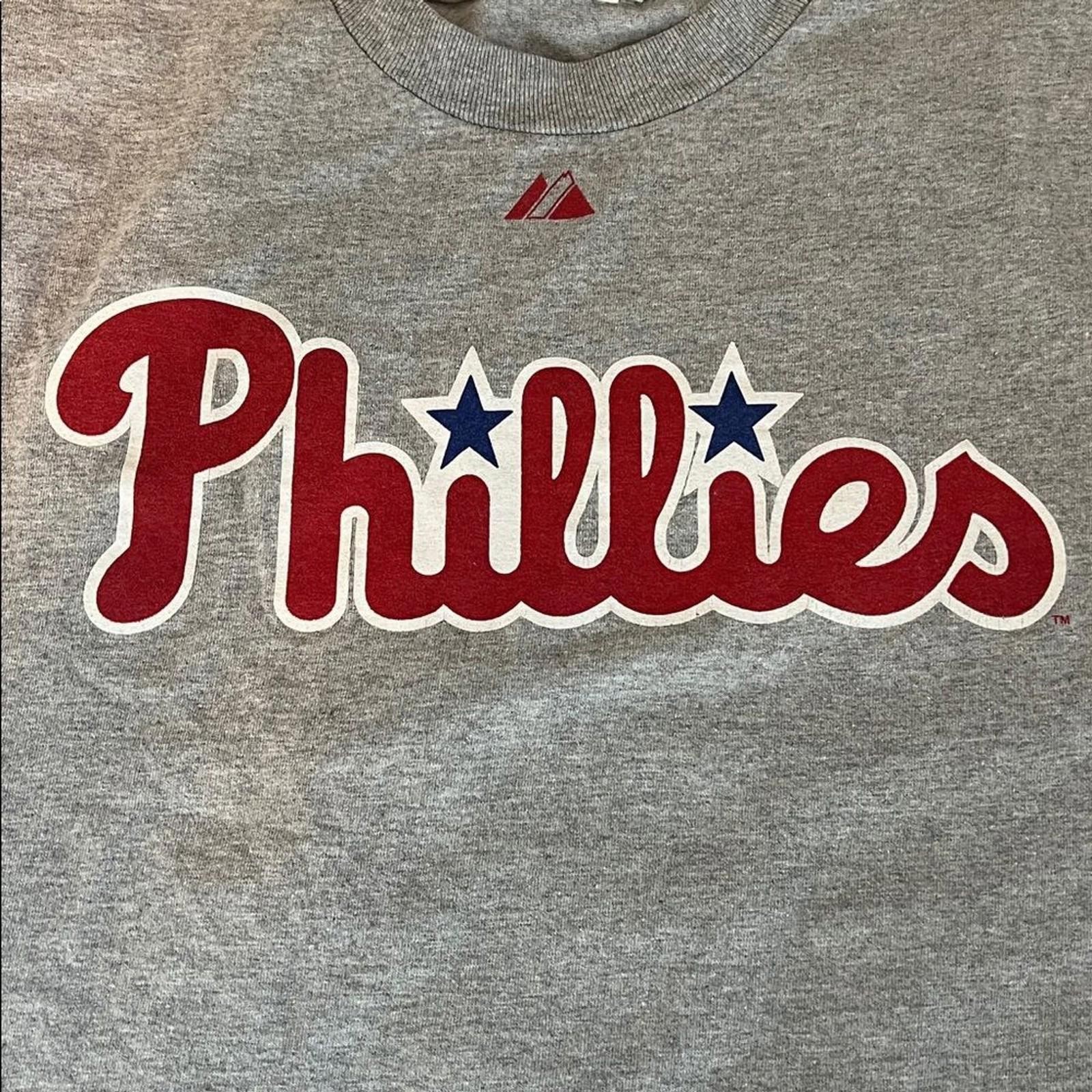 Majestic Phillies Coles Hamels Graphic TShirt Gray Estimated Size Small