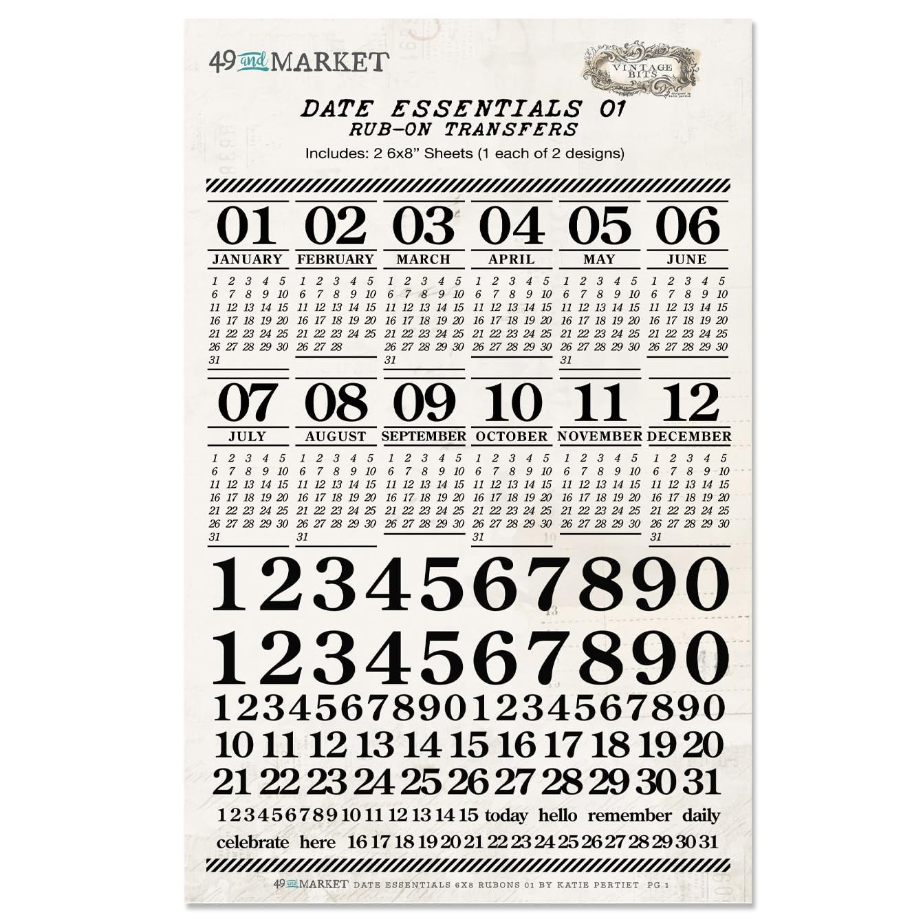 49 And Market Rub-Ons 6″X8″ 2/Sheets-Date Essentials 01