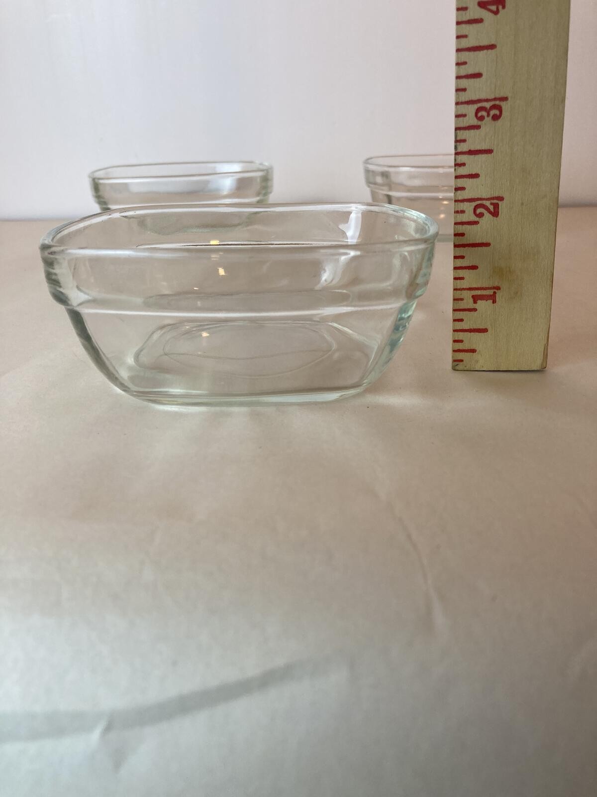 Clear Glass Refrigerator Nesting Dishes Set Embossed