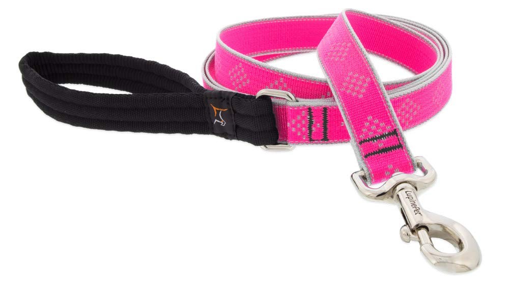 Lupine Reflective Dog Leash 4-Foot by 1″ Wide Pink Diamond