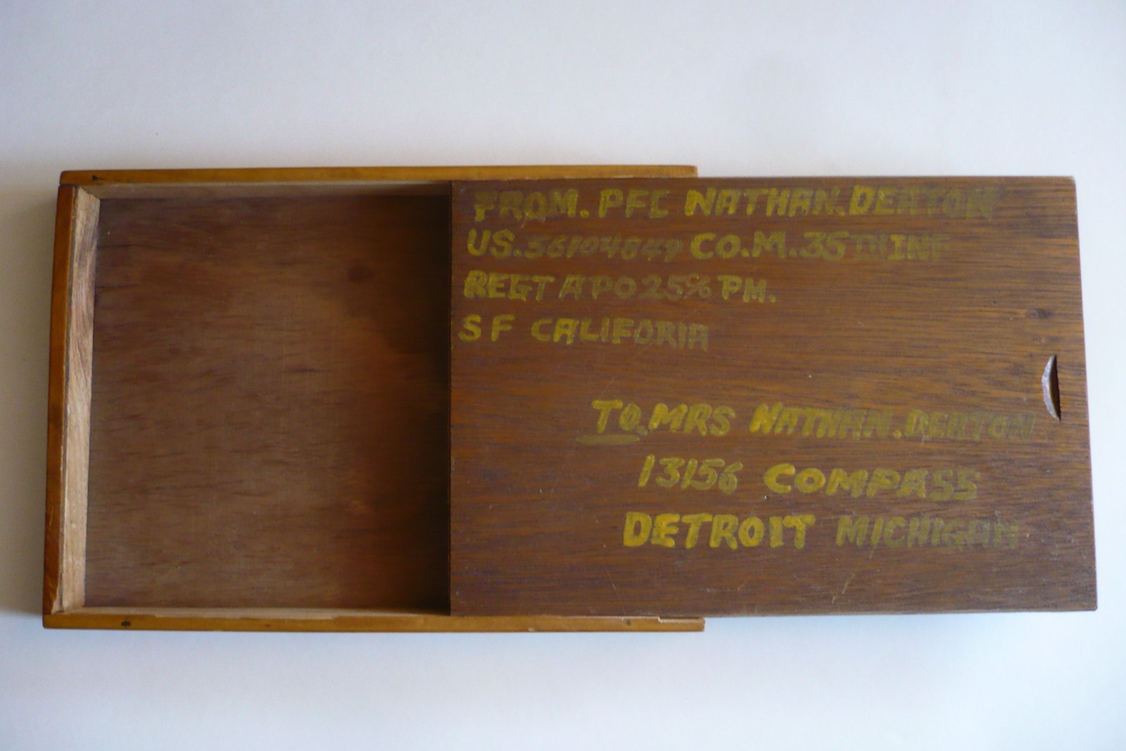 MILITARY ITEM, 35th INFANTRY San Francisco CA CALIF SOLDIER WOODED BOX with LID