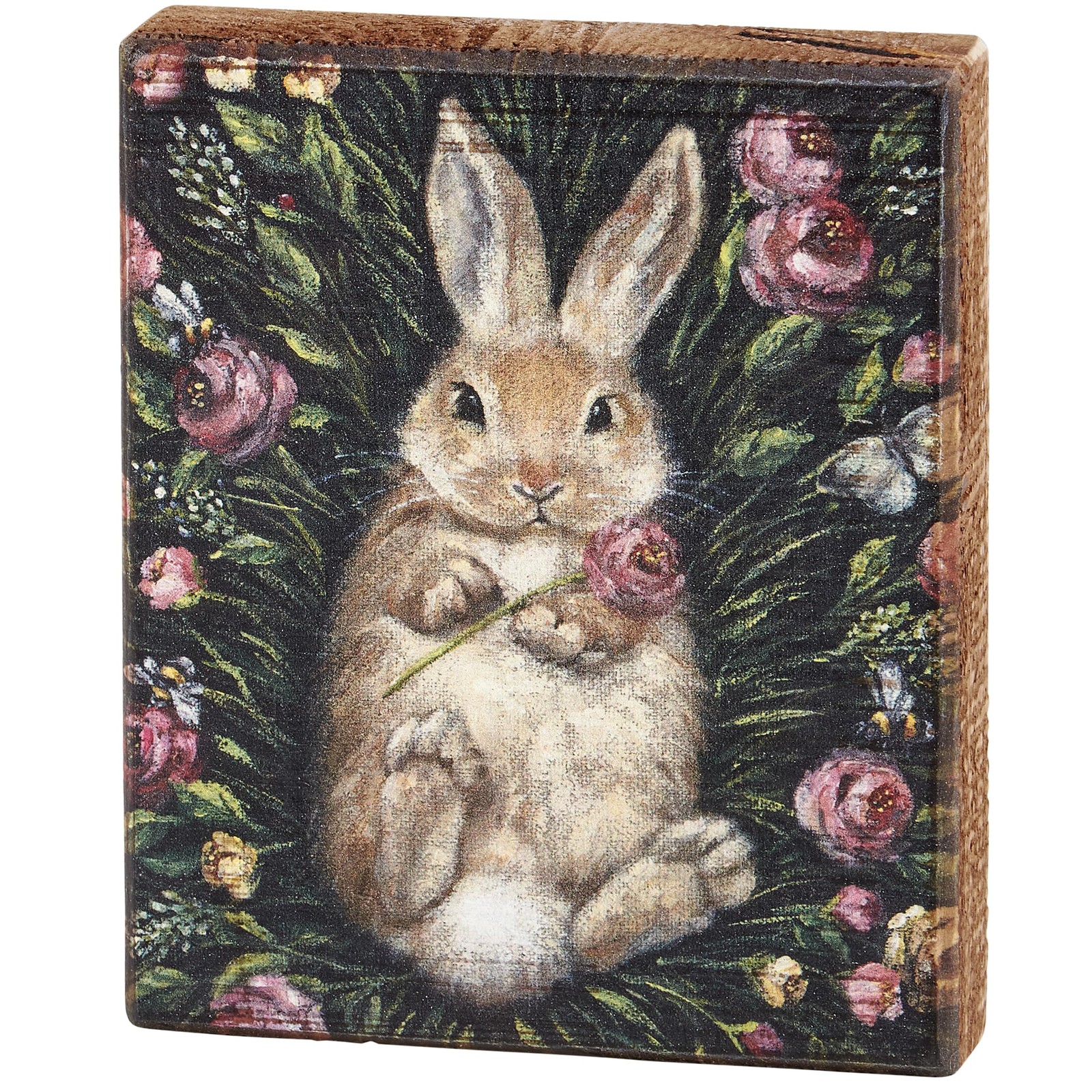 WOODLAND Snuggling Bunny Block sign