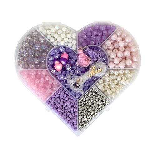 JEWELRY MADE BY ME Lavender Valentine Heart Shaped DIY Letter Bead Box